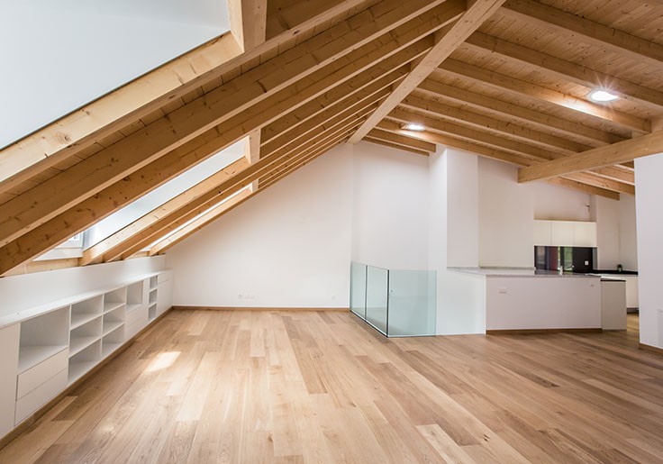 Travi a vista e finiture estetiche in legno